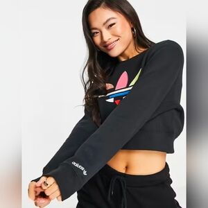 Adidas Originals adicolor bold cropped sweatshirt in black Small NWT